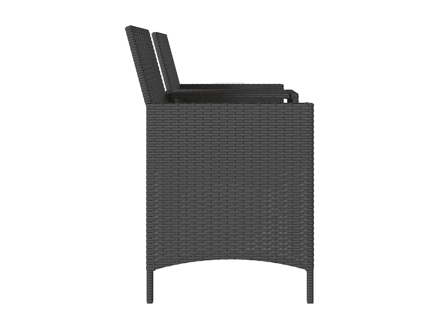 Sofá de jardim de 2 lugares com mesa e bancos vime PE preto