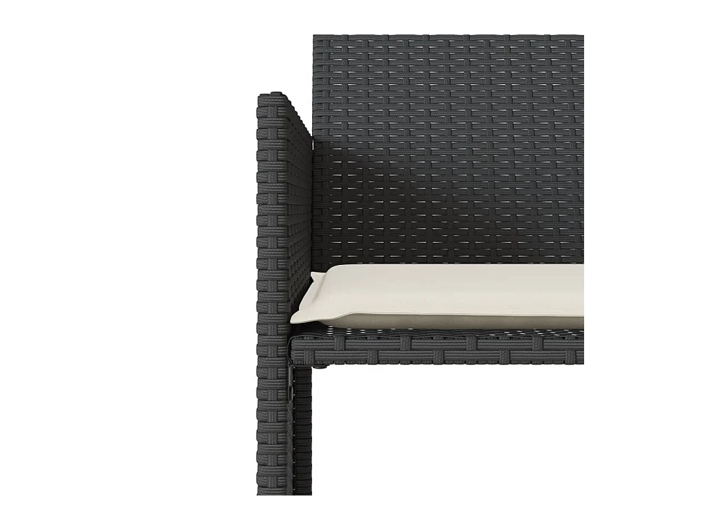 Sofá de jardim de 2 lugares com mesa e bancos vime PE preto