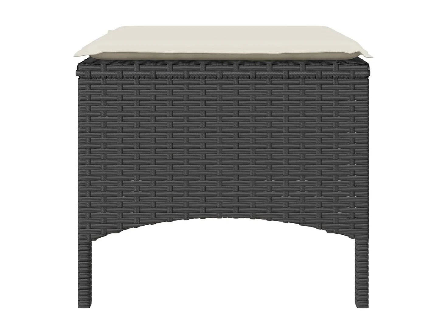 Sofá de jardim de 2 lugares com mesa e bancos vime PE preto