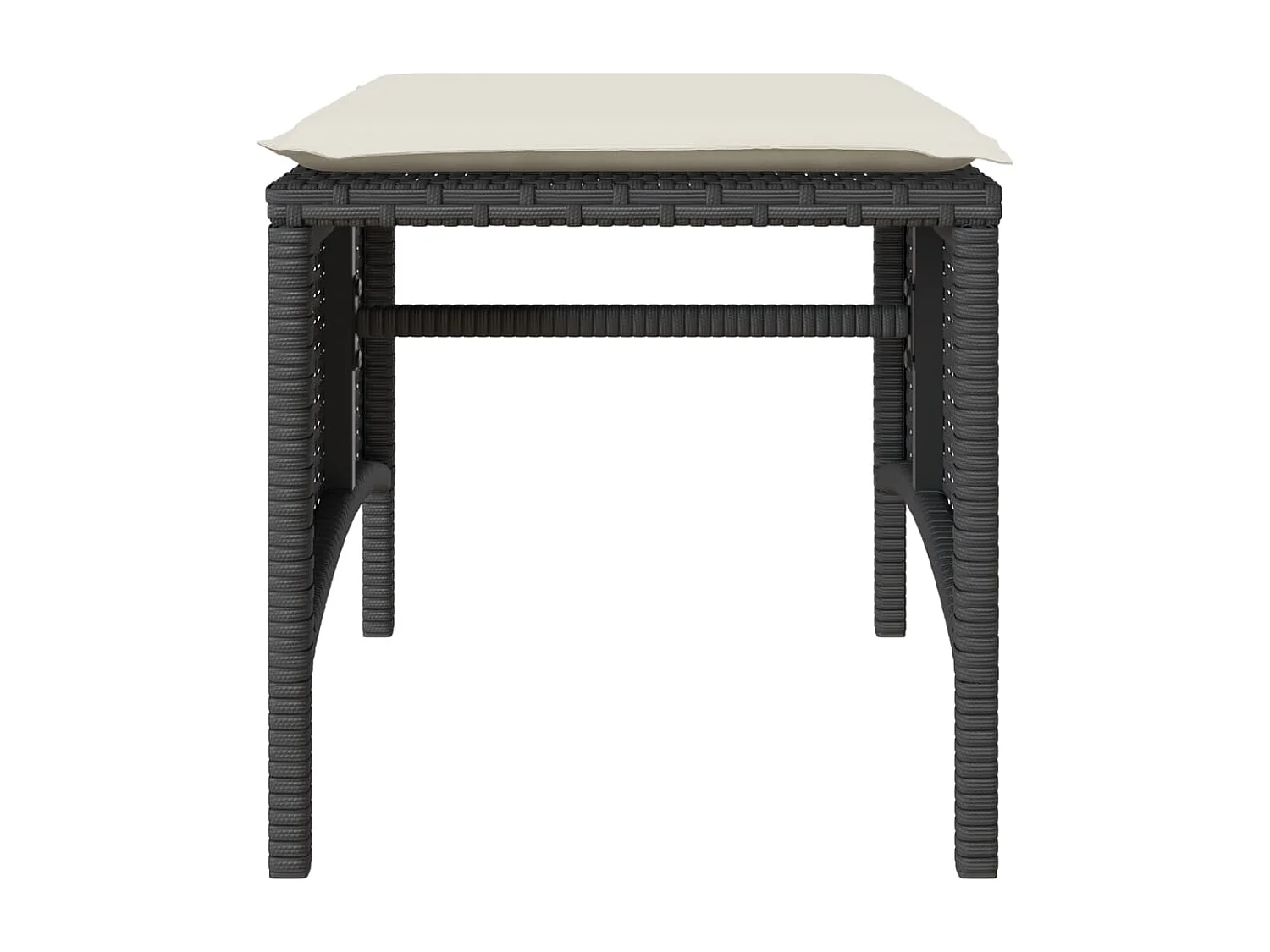 Sofá de jardim de 2 lugares com mesa e bancos vime PE preto