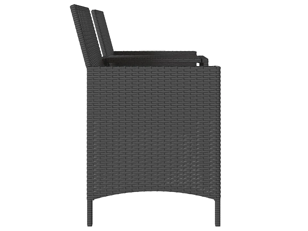 Canapé de jardin 2 places avec table et tabourets noir rotin