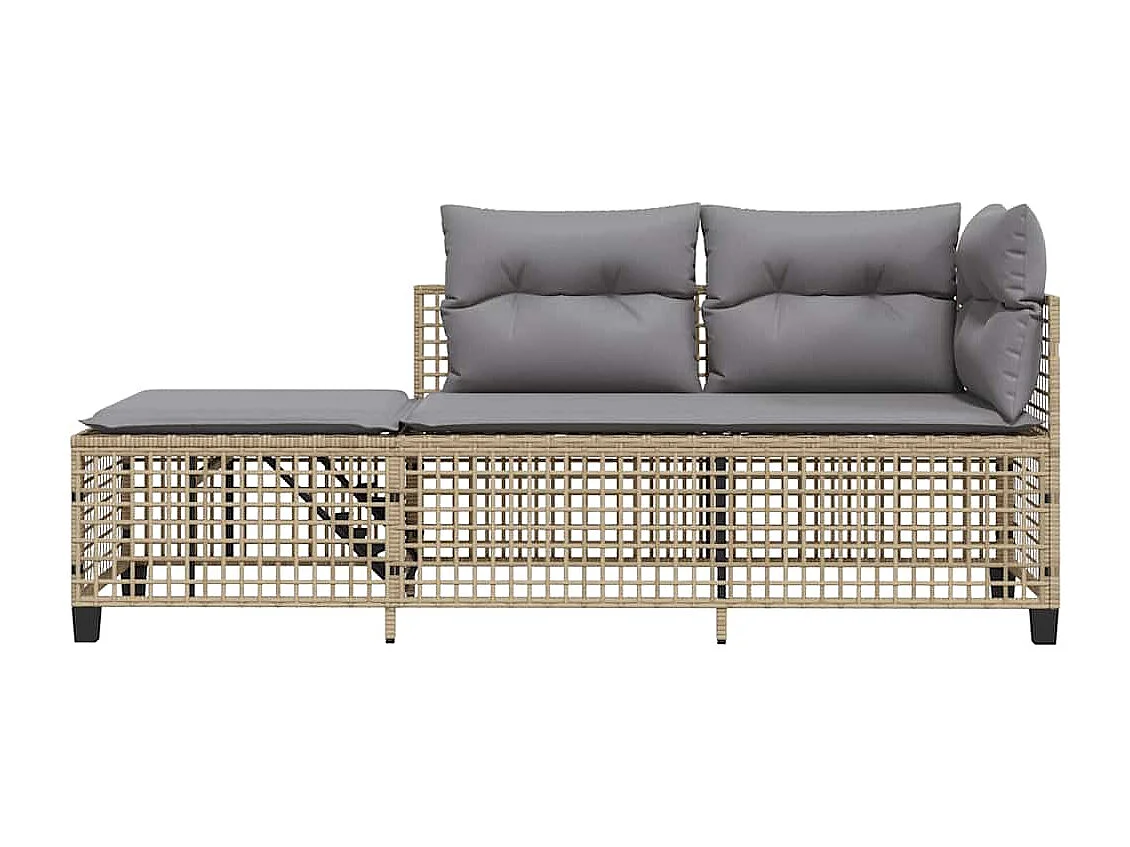 Salon de jardin d'angle avec coussins 3pcs mélange beige rotin