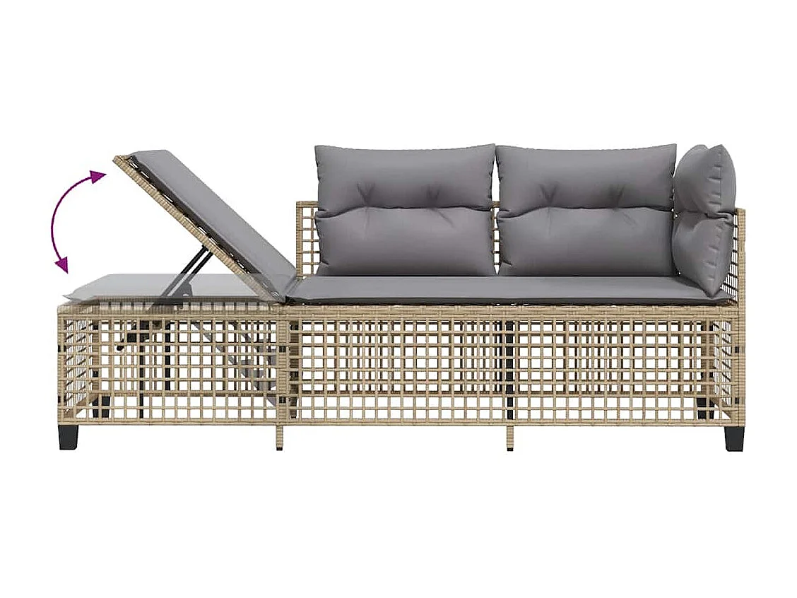 Salon de jardin d'angle avec coussins 3pcs mélange beige rotin