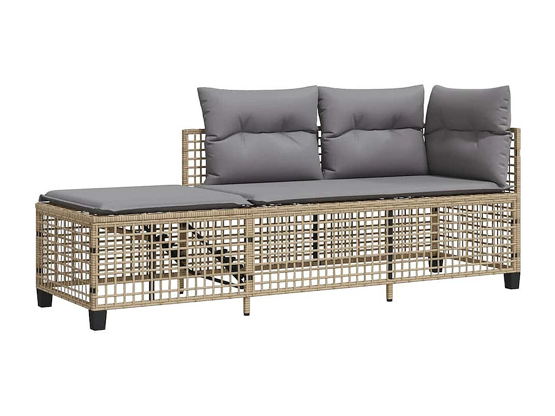 Salon de jardin d'angle avec coussins 3pcs mélange beige rotin