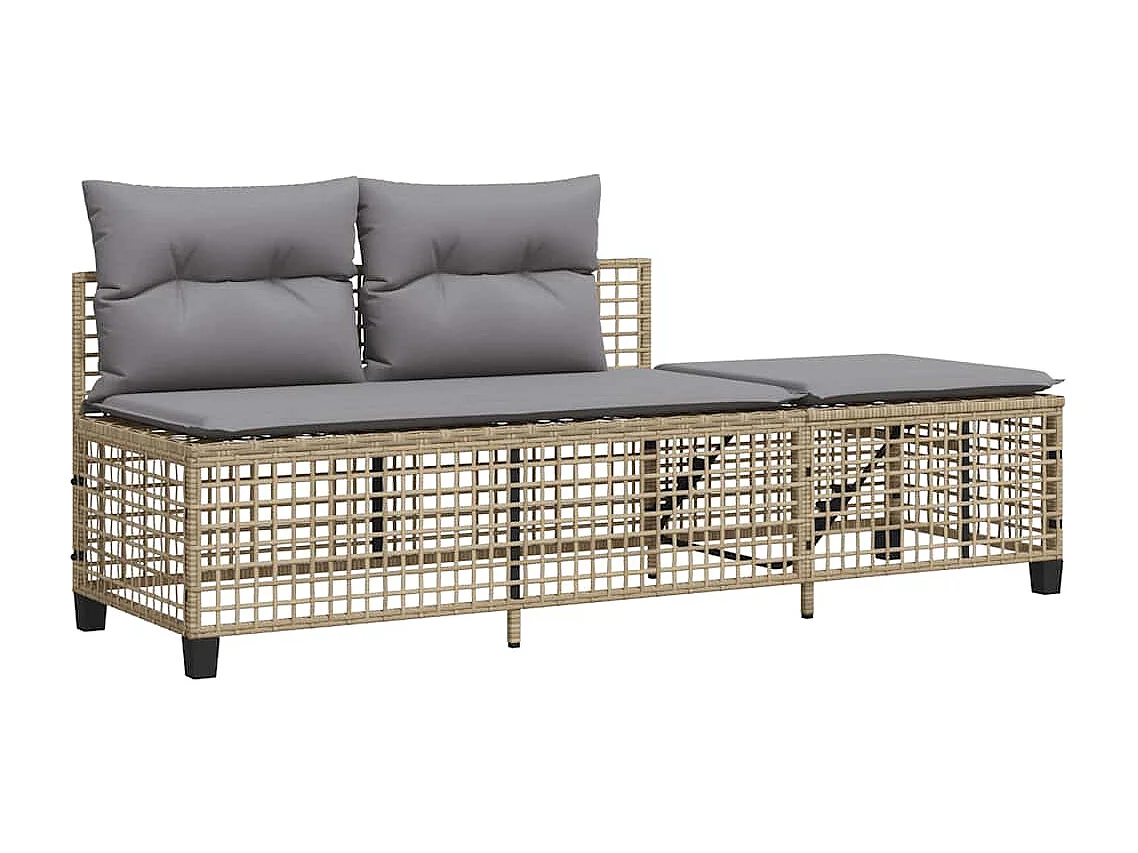 Salon de jardin d'angle avec coussins 3pcs mélange beige rotin