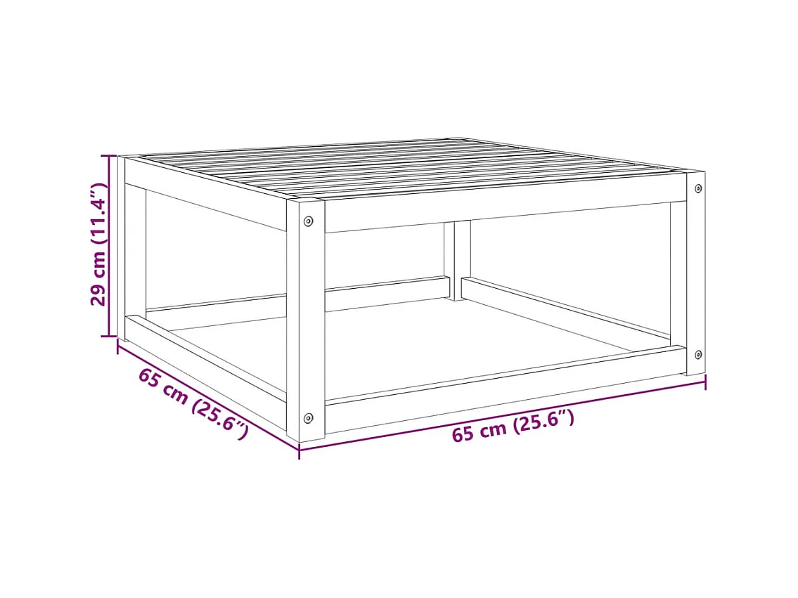 Table de jardin 65x65x29 cm bois massif d'acacia