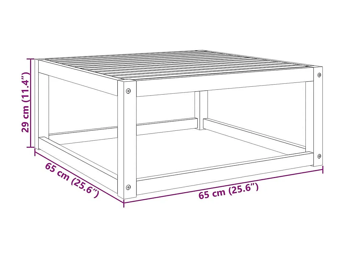 Table de jardin 65x65x29 cm bois massif d'acacia