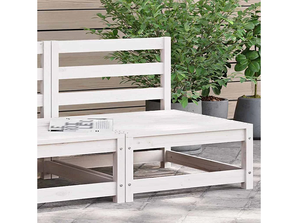 Canapé de jardin sans accoudoirs blanc bois de pin massif