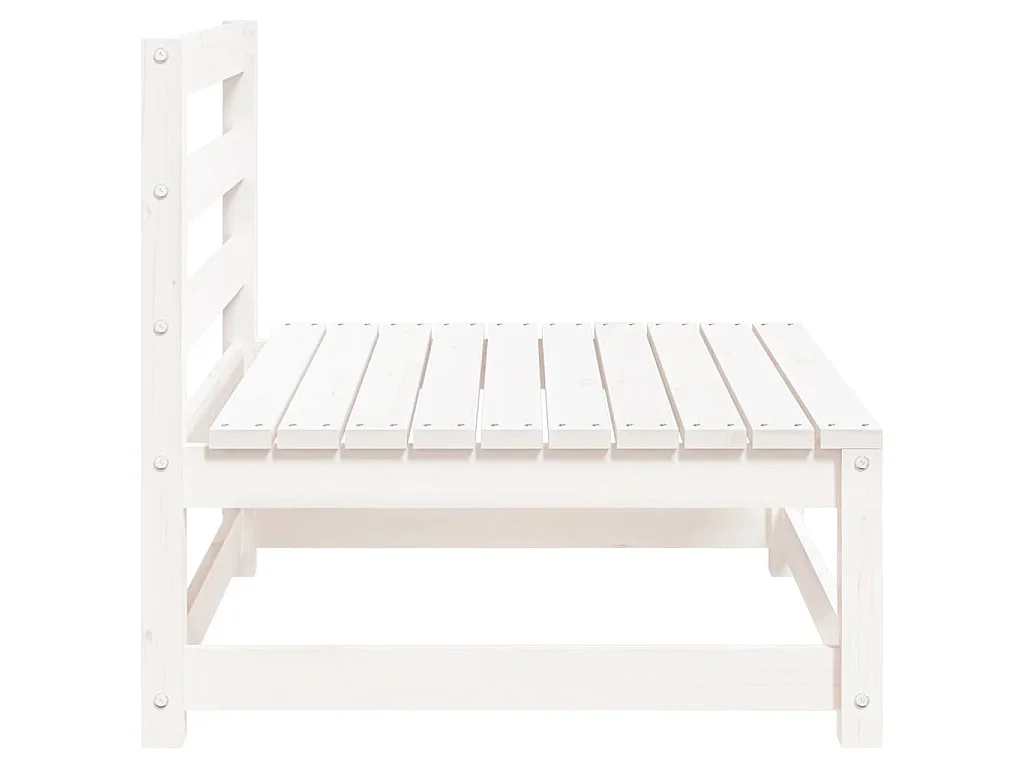 Canapé de jardin sans accoudoirs blanc bois de pin massif