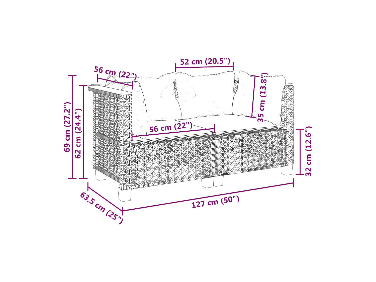 Canapés d'angle de jardin et coussins 2 pcs gris résine tressée