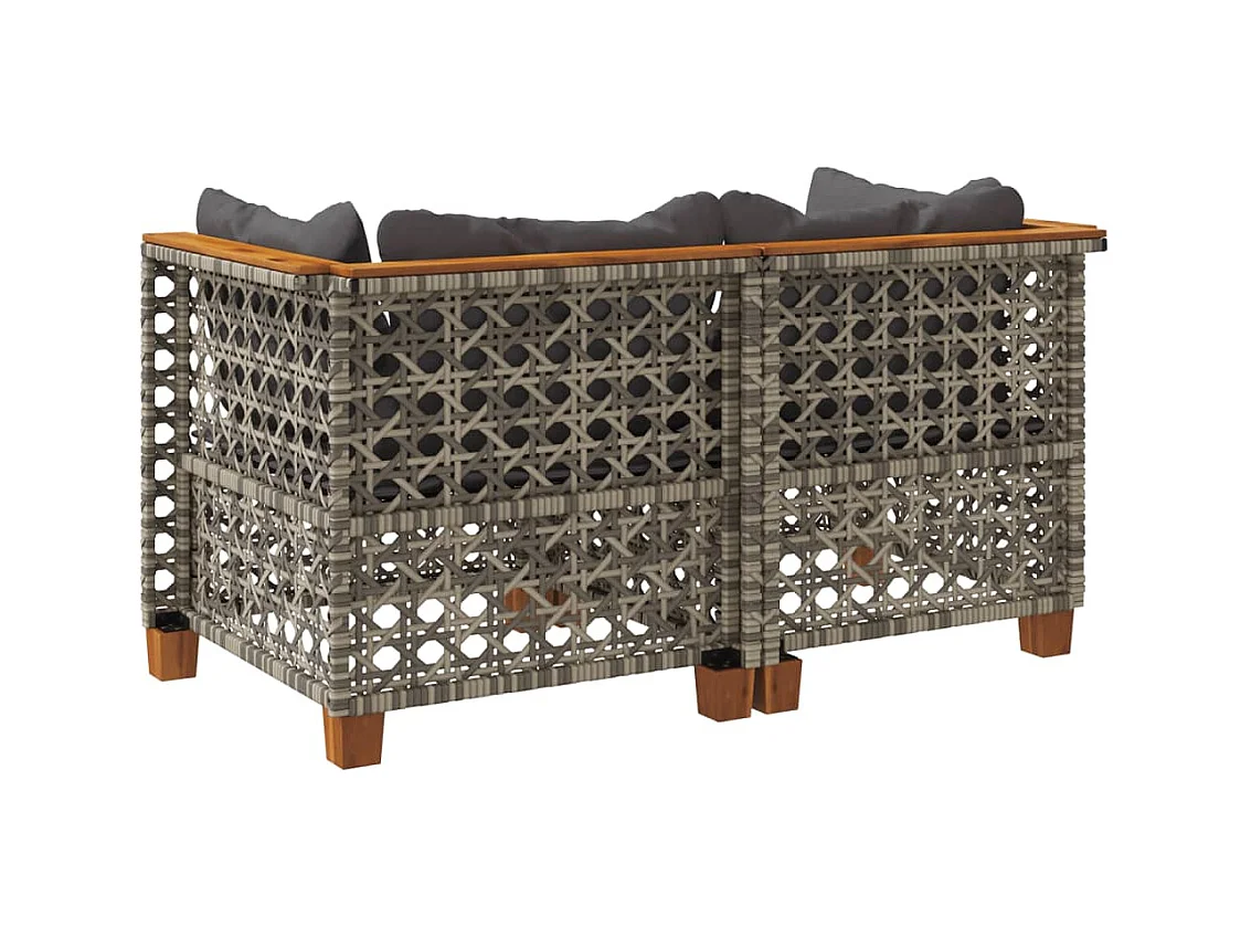 Tuinhoekbanken 2 st met kussens poly rattan grijs