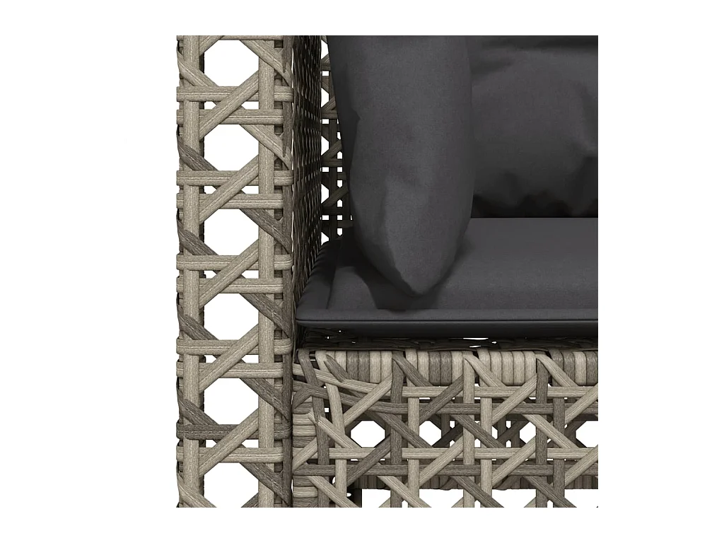Tuinhoekbanken 2 st met kussens poly rattan grijs