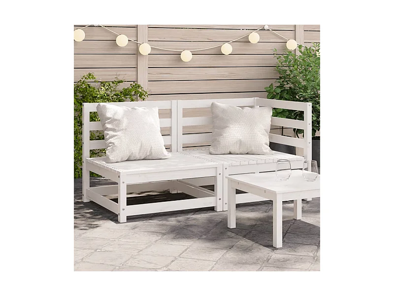 Gartensofa 2-Sitzer Weiß Massivholz Kiefer