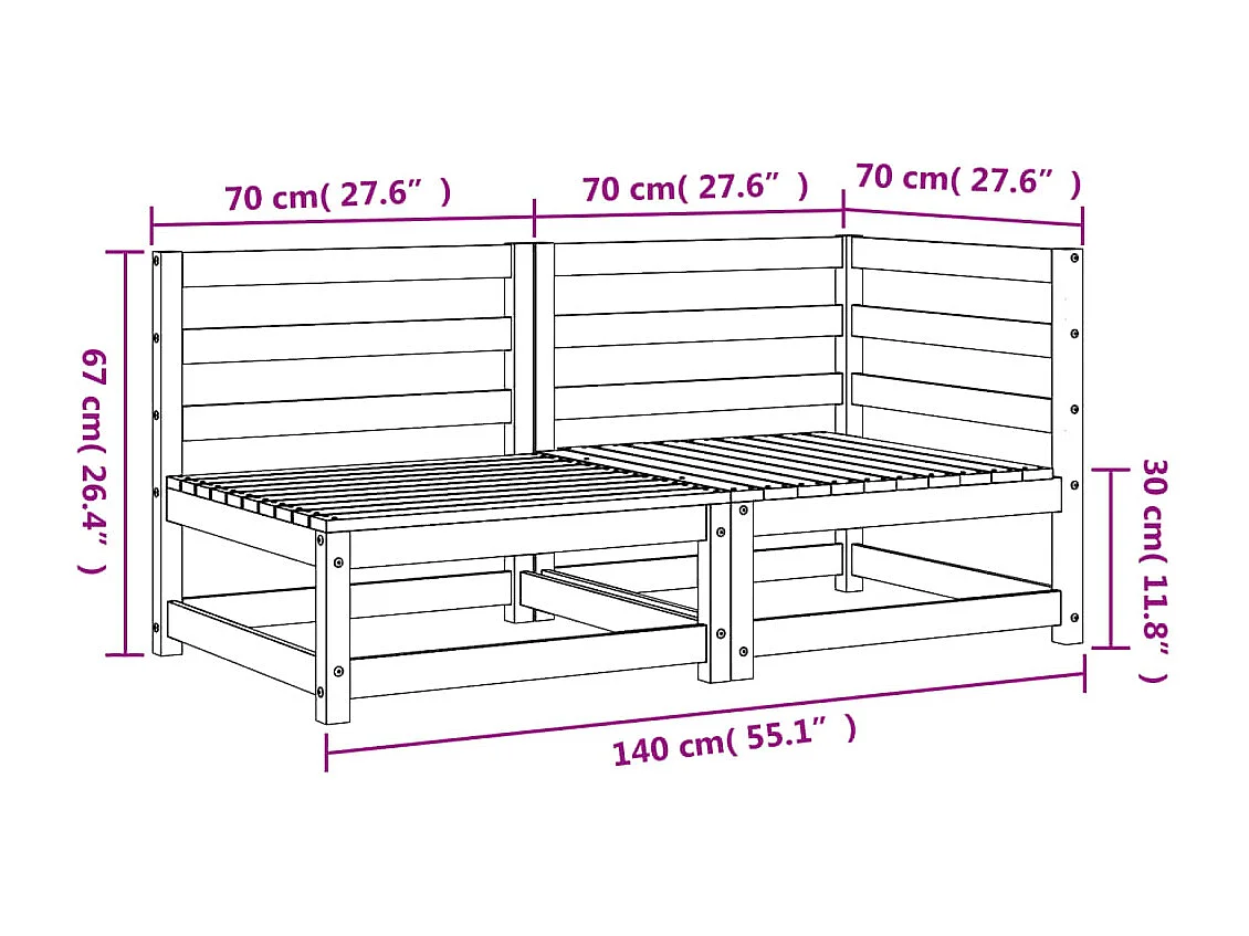 Tuinbank 2-zits massief grenenhout wit