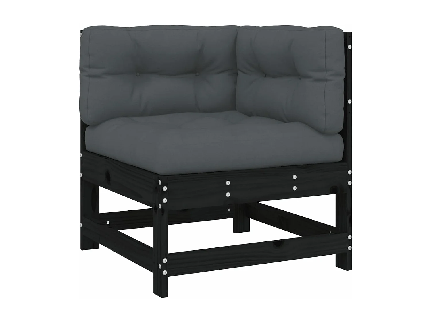 Ecksofa mit Kissen Schwarz Massivholz Kiefer