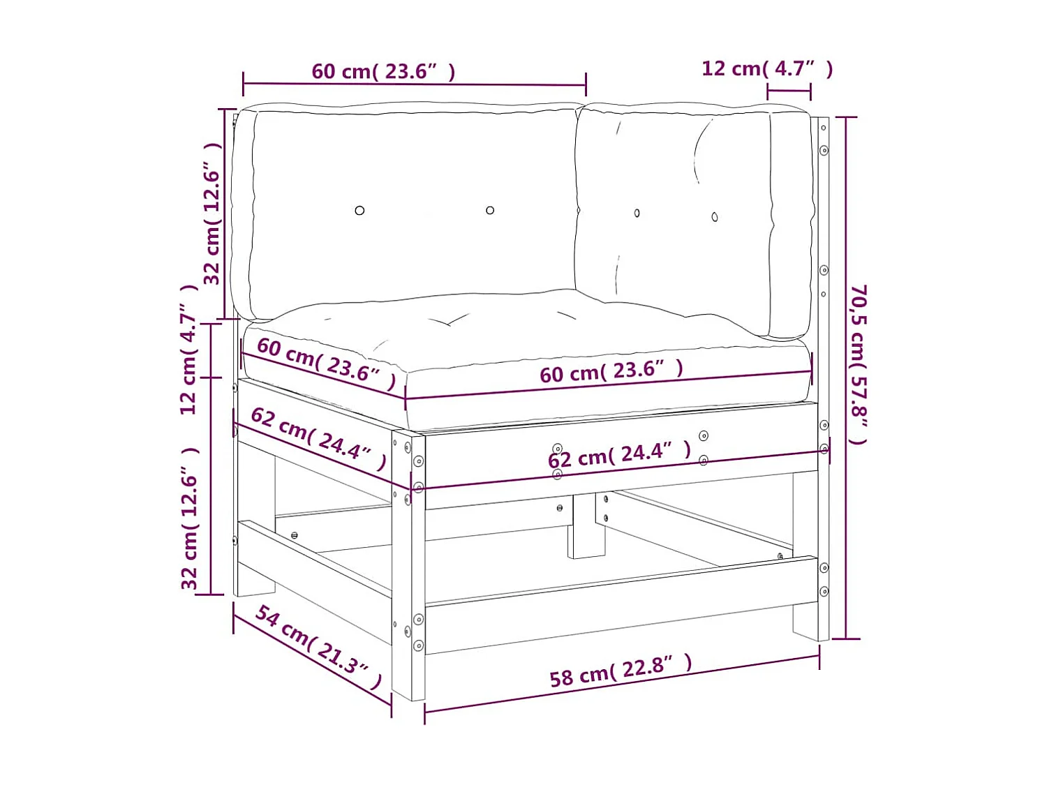 Ecksofa mit Kissen Schwarz Massivholz Kiefer