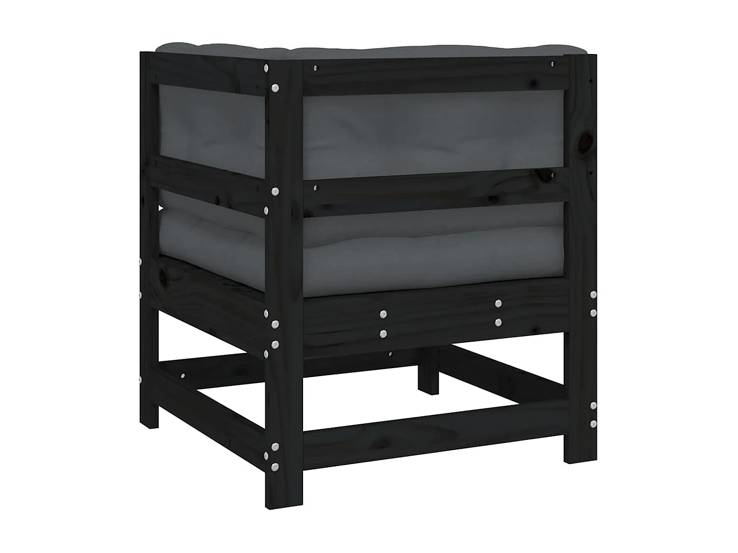 Hoekbank met kussens massief grenenhout zwart