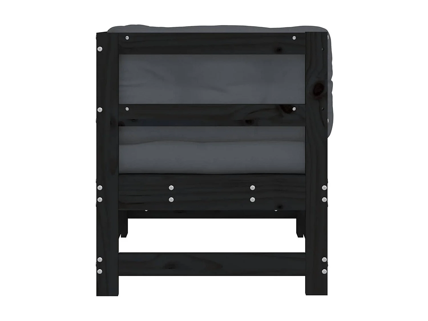 Hoekbank met kussens massief grenenhout zwart