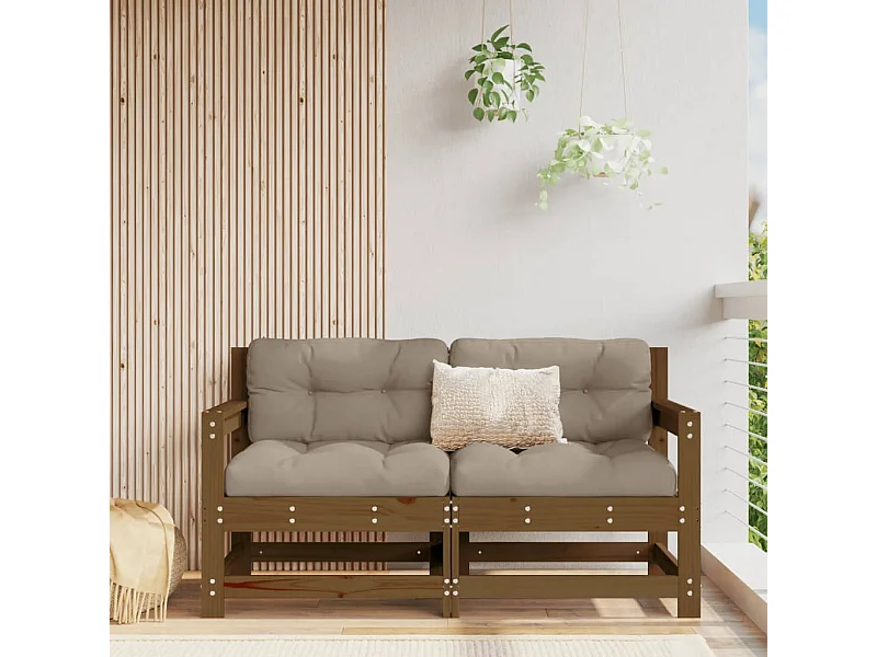 Garten-Ecksofas 2 Stk. Honigbraun Massivholz Kiefer