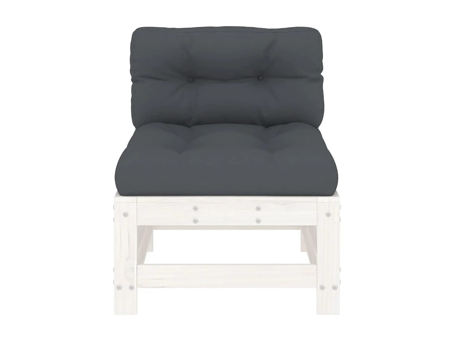 Mittelsofas mit Kissen 2 Stk. Weiß Massivholz Kiefer