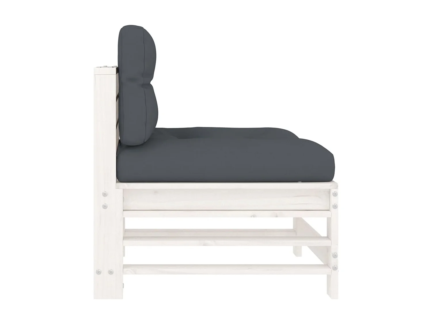 Mittelsofas mit Kissen 2 Stk. Weiß Massivholz Kiefer