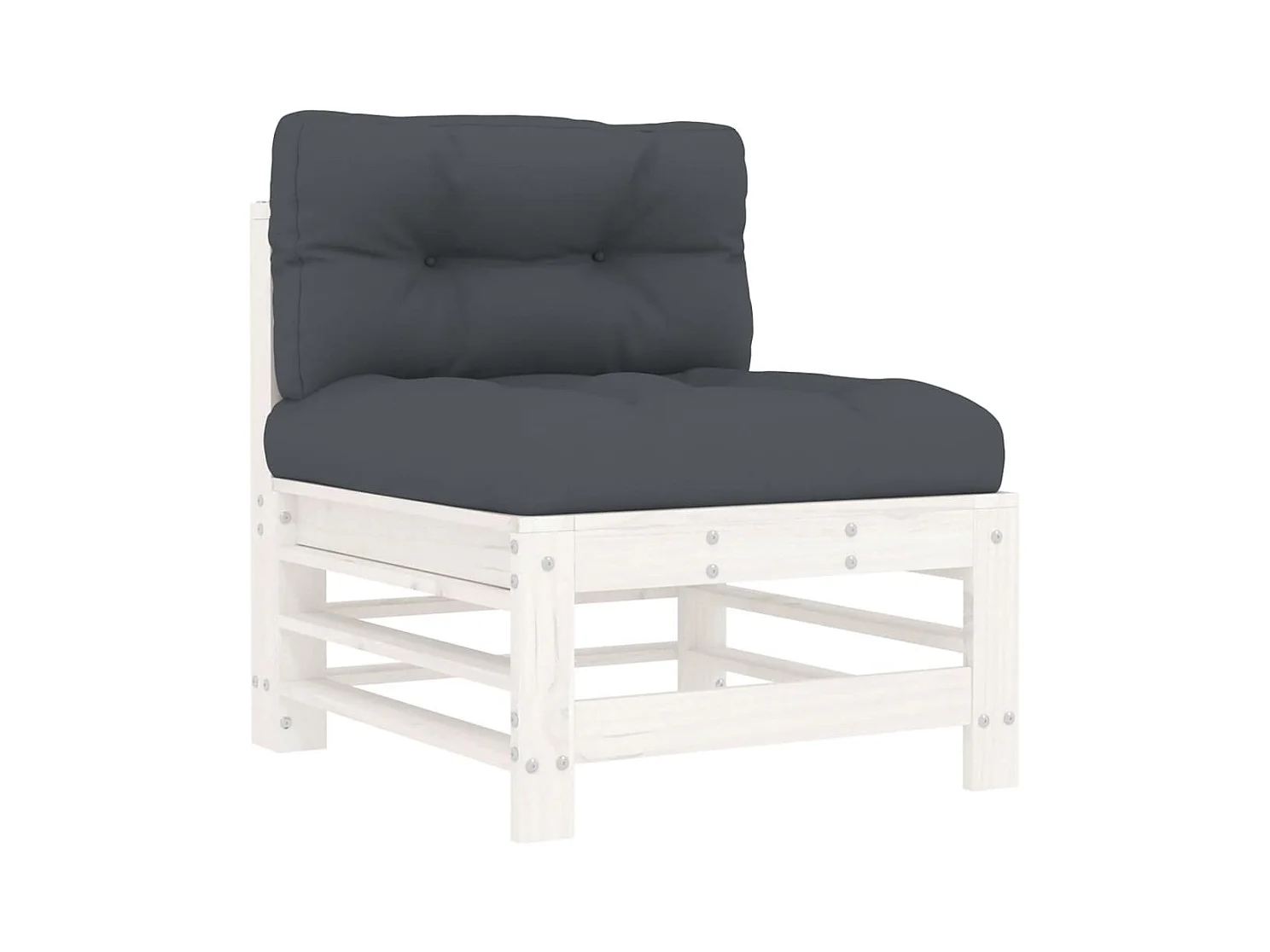 Canapés centraux avec coussins 2 pcs blanc bois de pin massif