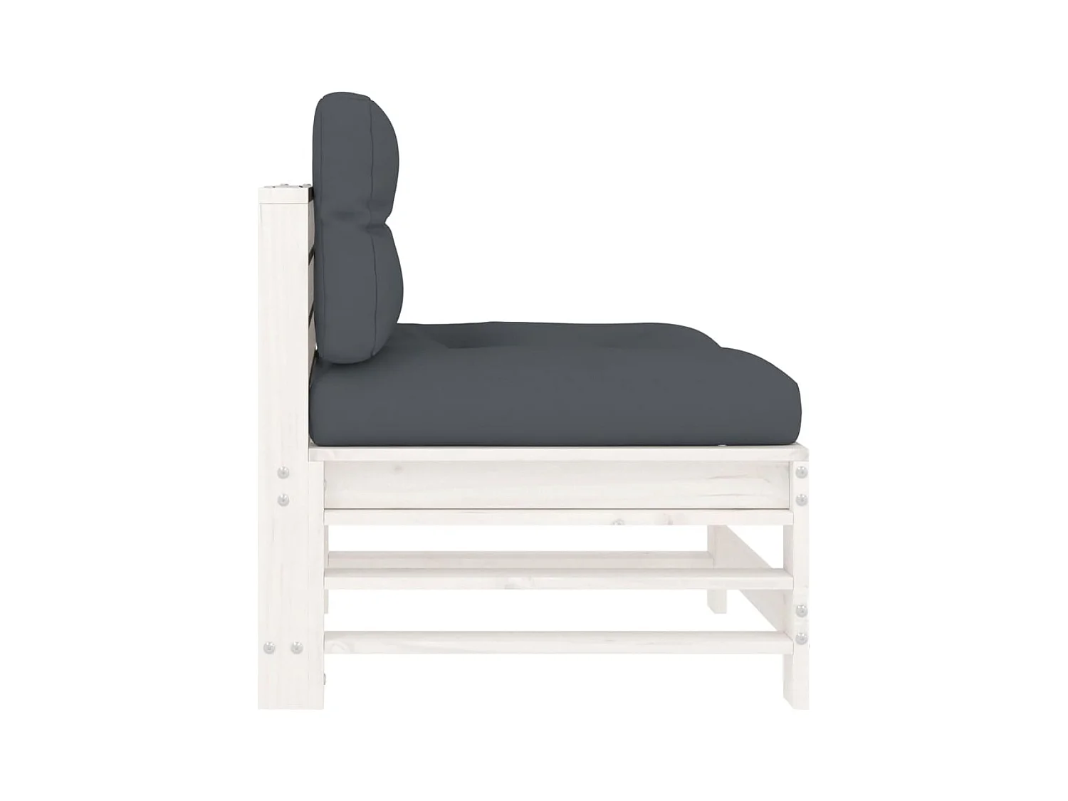 Canapés centraux avec coussins 2 pcs blanc bois de pin massif