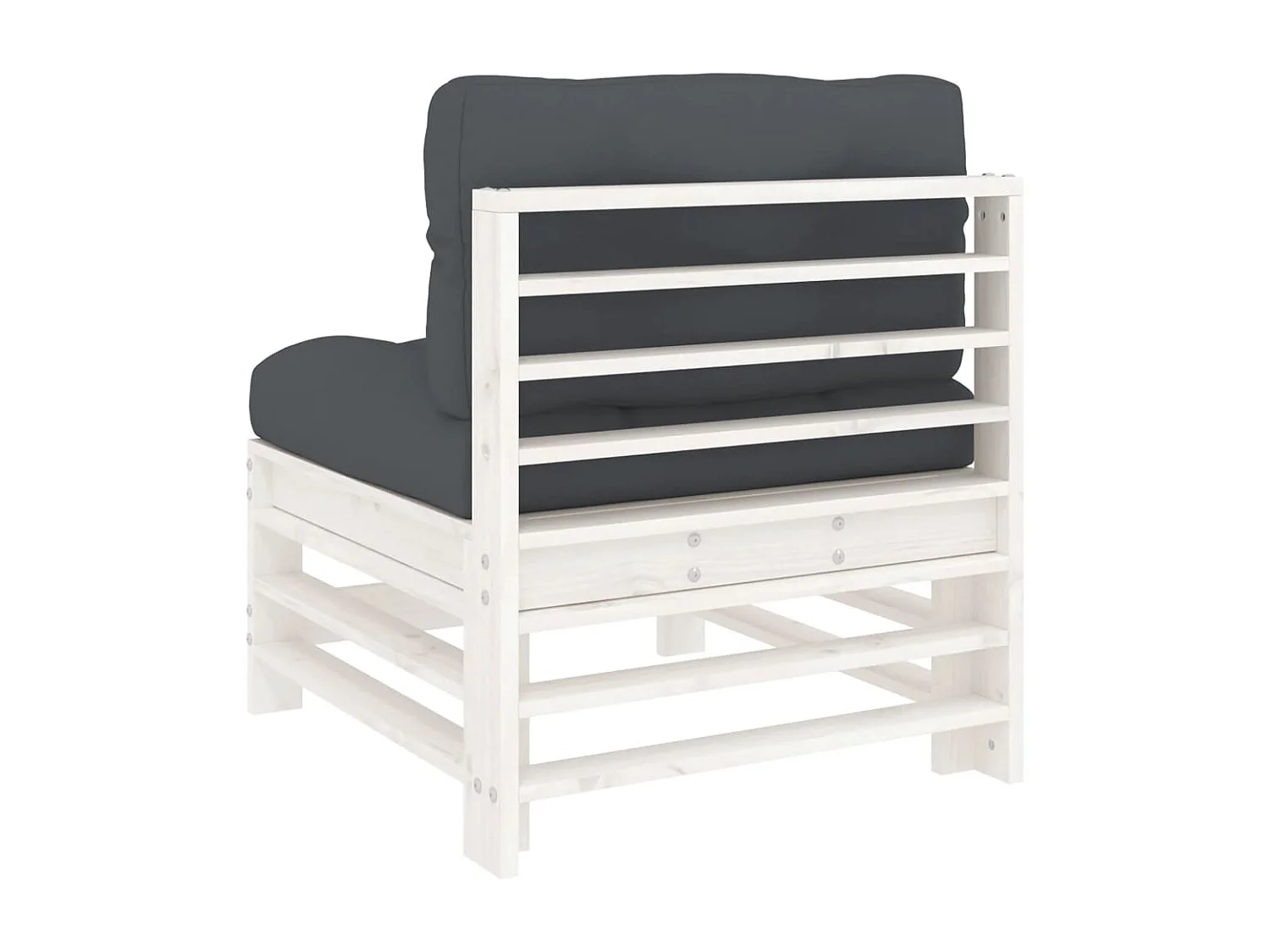 Canapés centraux avec coussins 2 pcs blanc bois de pin massif