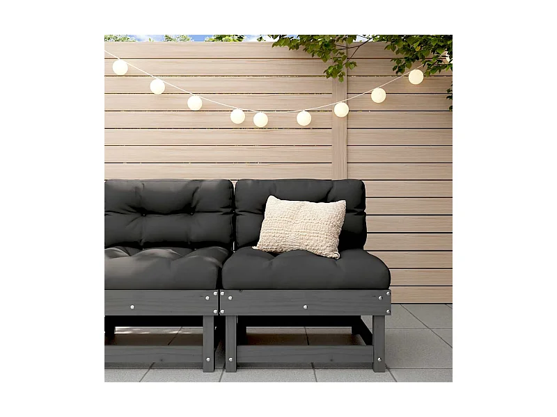 Middenbank met kussens massief grenenhout grijs