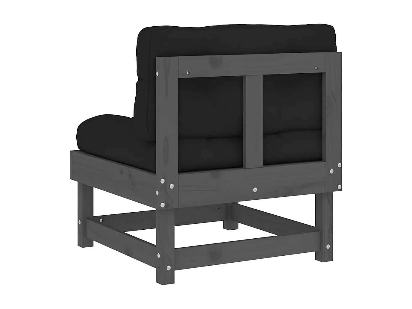 Canapé central avec coussins gris bois de pin massif