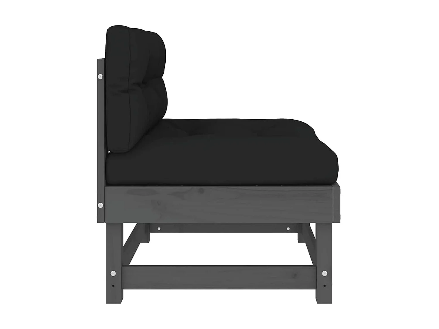 Canapé central avec coussins gris bois de pin massif