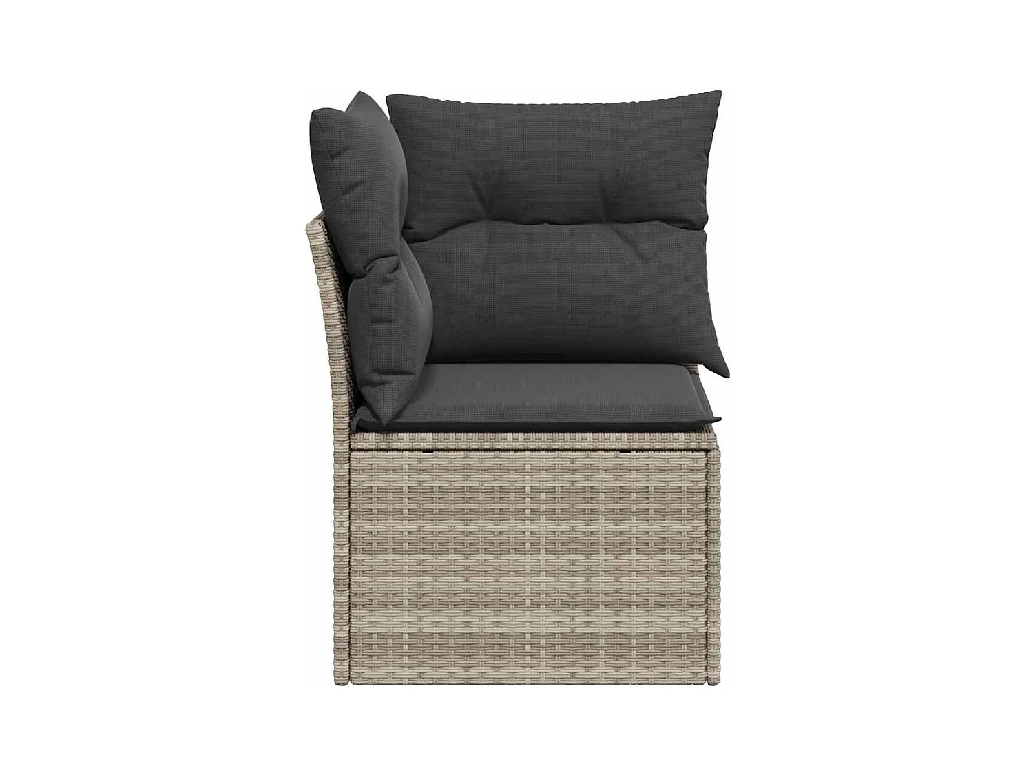 Tuinhoekbank met kussens poly rattan lichtgrijs