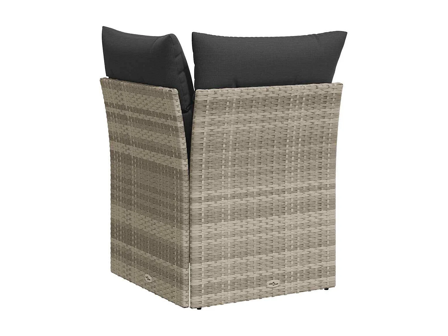 Canapé d'angle de jardin et coussins gris clair résine tressée