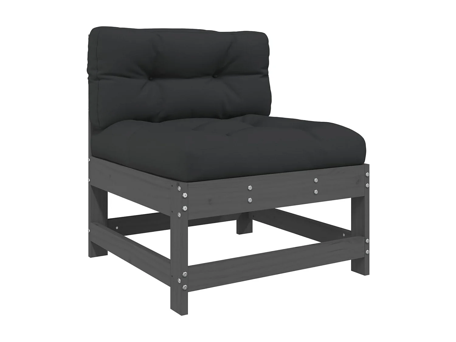 Mittelsofa mit Kissen Grau Massivholz Kiefer