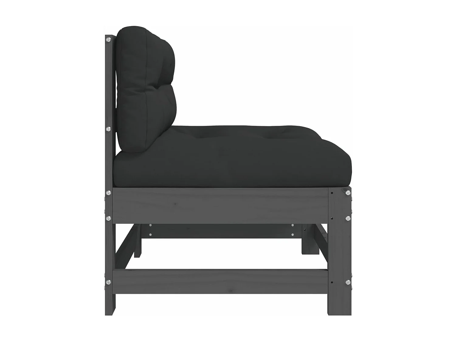 Mittelsofa mit Kissen Grau Massivholz Kiefer