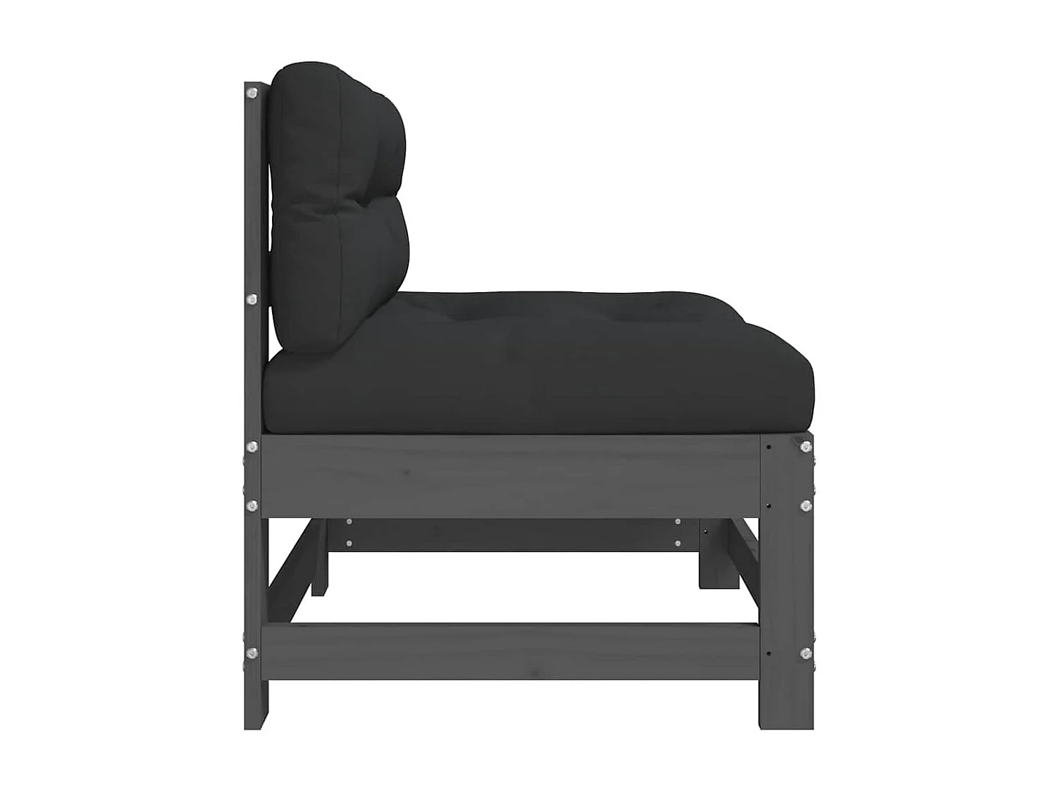 Mittelsofa mit Kissen Grau Massivholz Kiefer