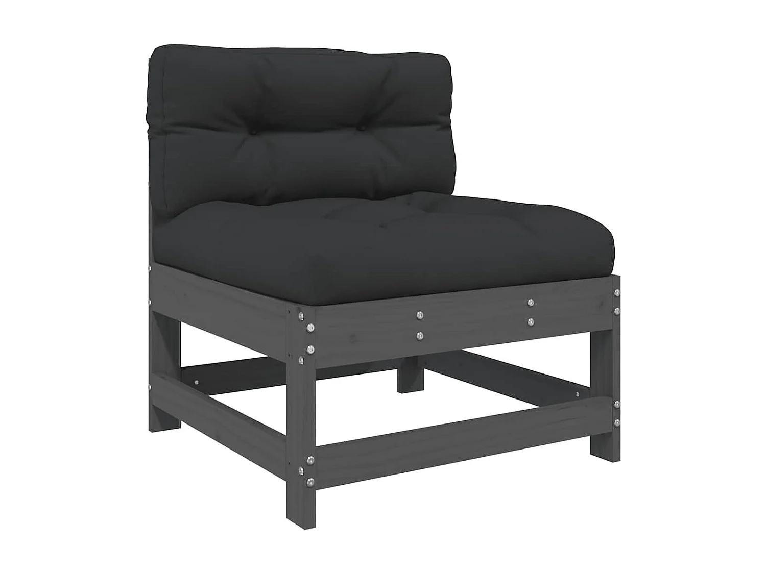 Middenbank met kussens massief grenenhout grijs