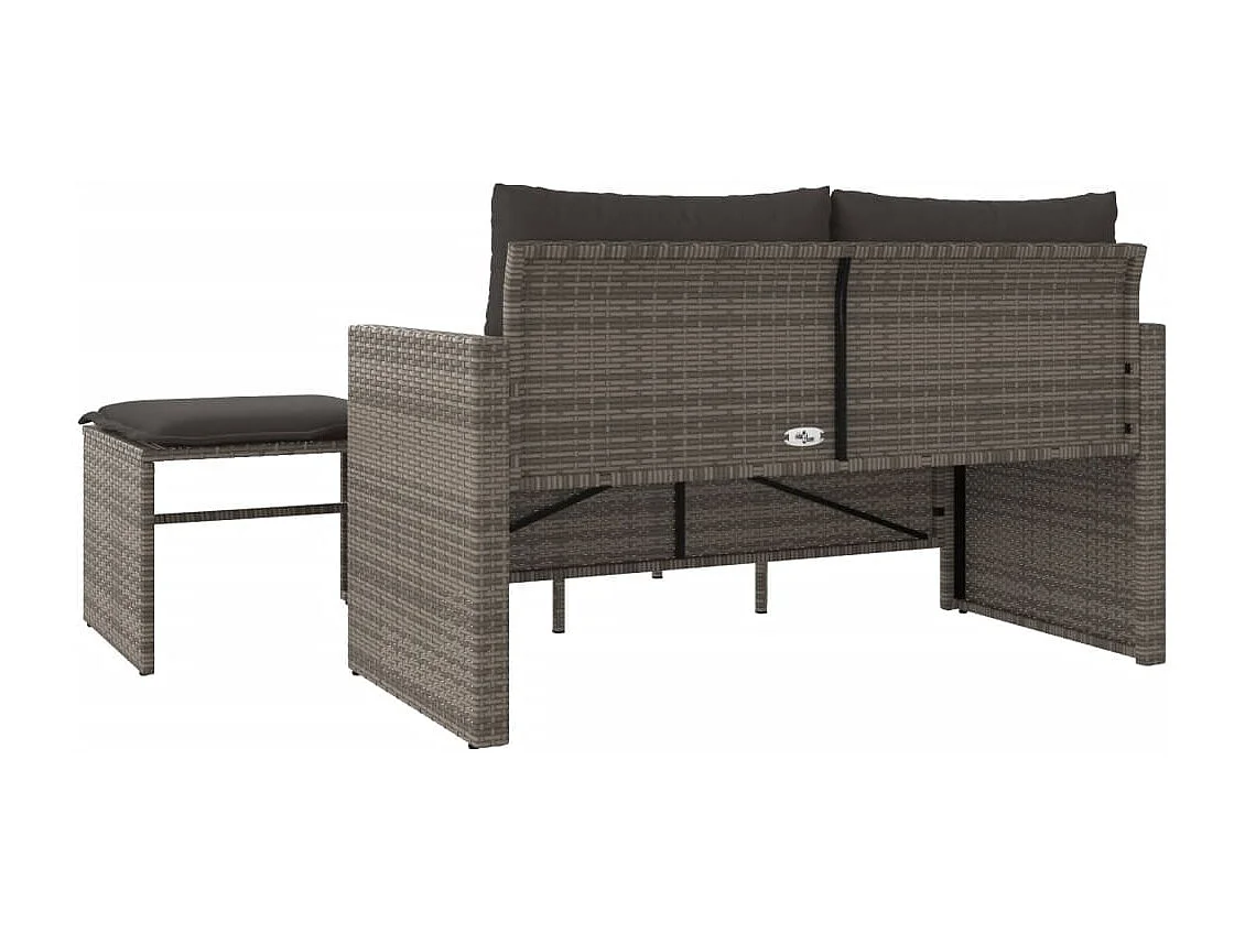 Salon de jardin avec coussins 3 pcs gris résine tressée