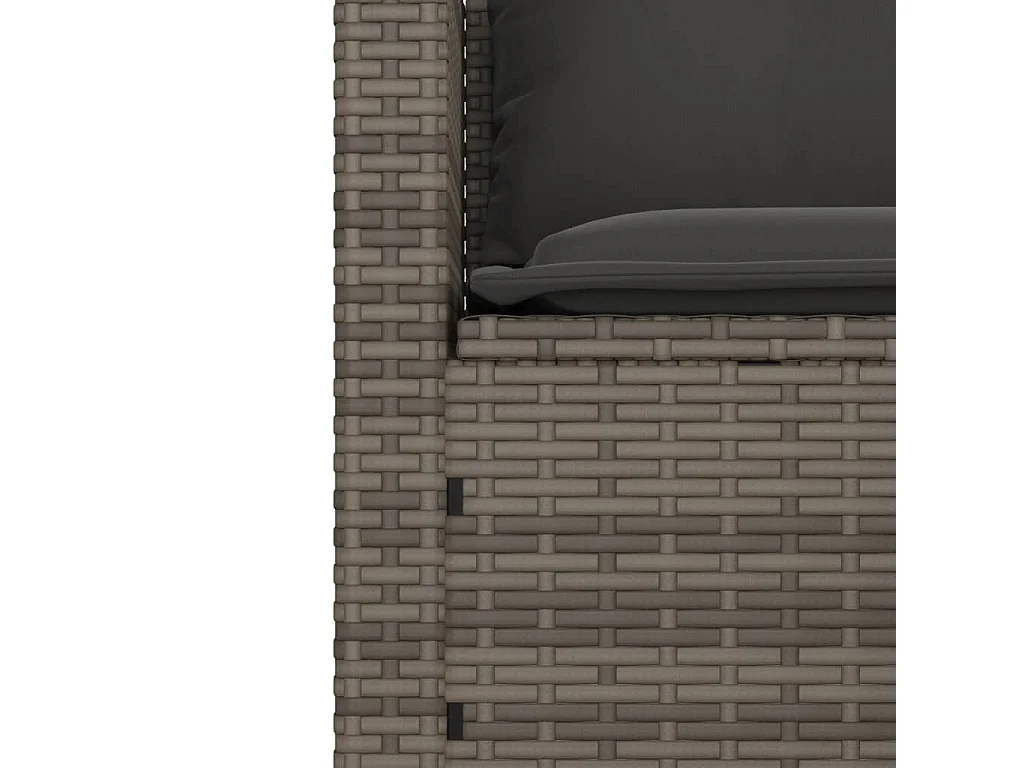 Salon de jardin avec coussins 3 pcs gris résine tressée