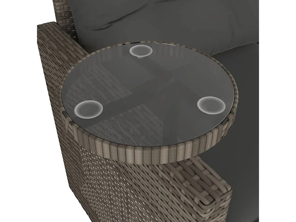 3-delige Loungeset met kussens poly rattan grijs