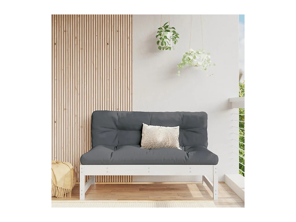 Canapé central de jardin blanc 120x80 cm bois de pin massif