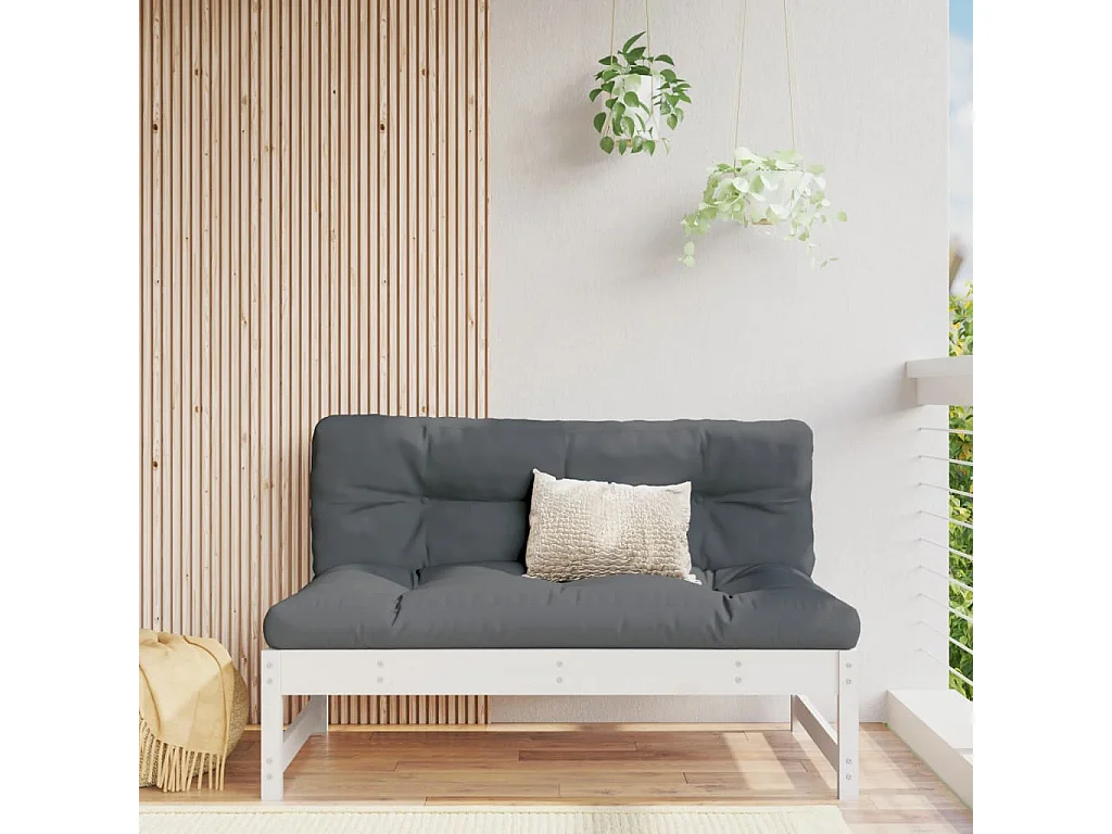 Divano Centrale Giardino Bianco 120x80cm Legno Massello Pino