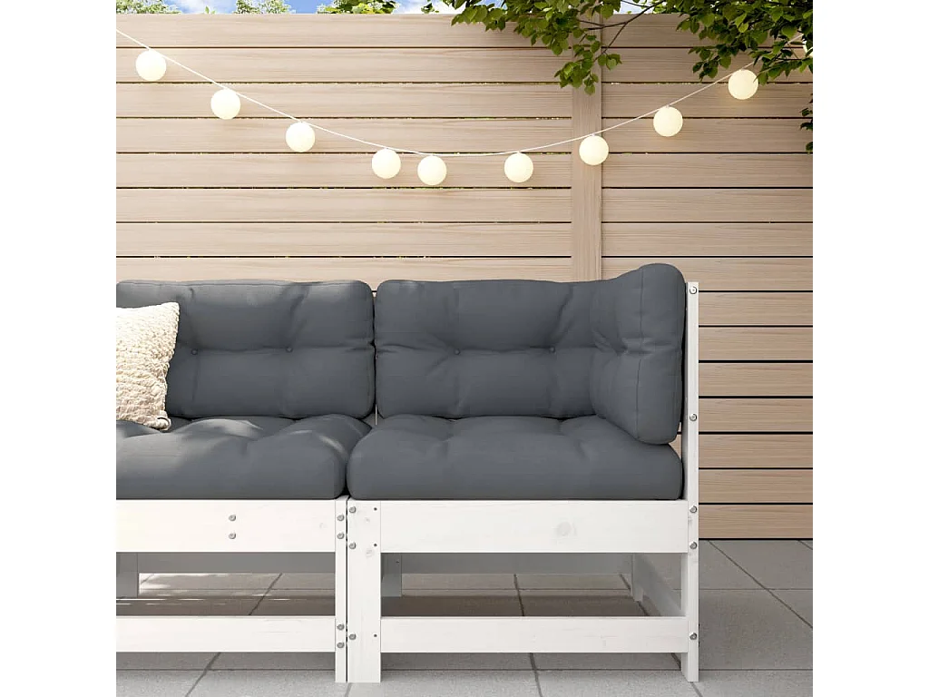 Canapé d'angle de jardin blanc bois de pin massif