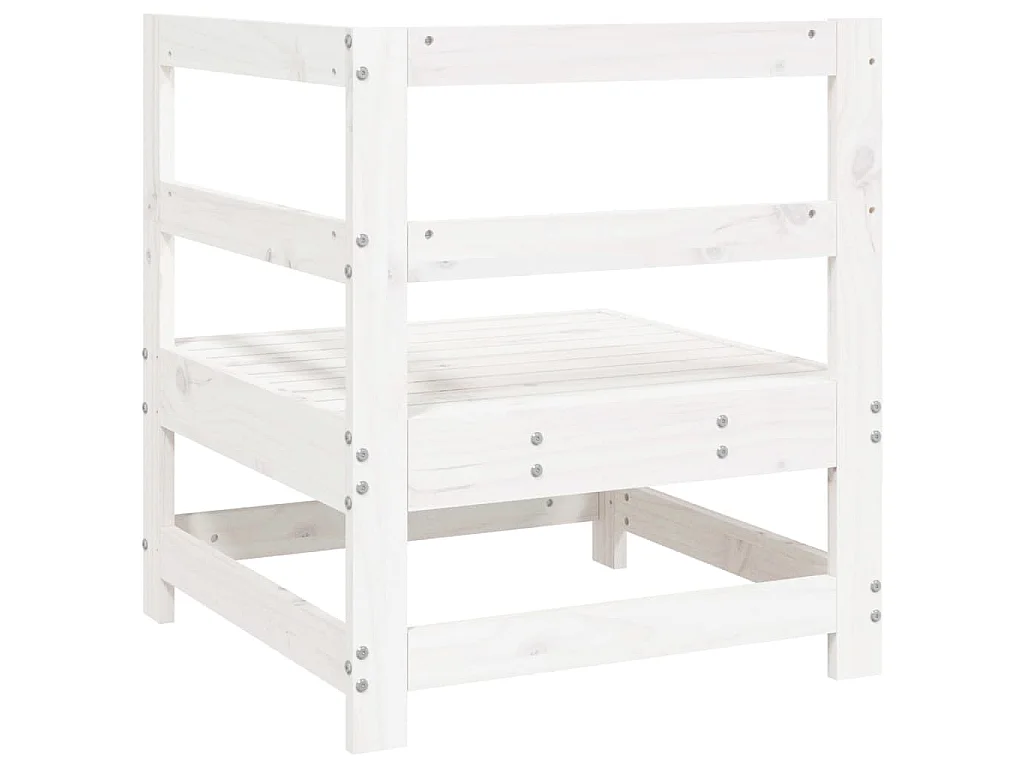 Canapé d'angle de jardin blanc bois de pin massif