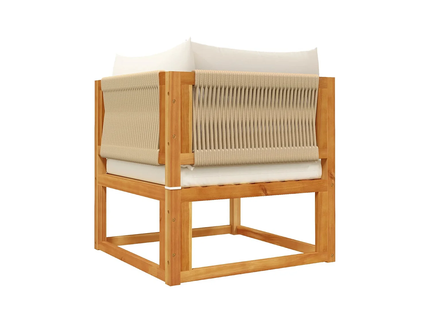 Ensemble de canapés de jardin 4 pièces avec coussins en bois d'acacia et corde