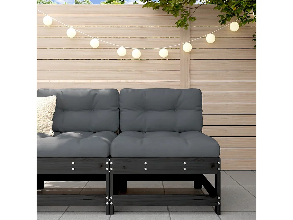 Garten-Mittelsofa Schwarz Massivholz Kiefer