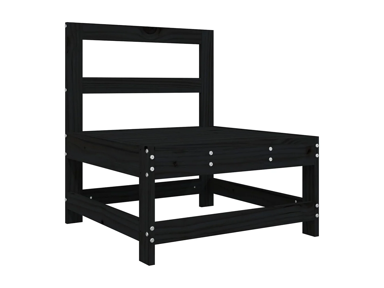 Garten-Mittelsofa Schwarz Massivholz Kiefer