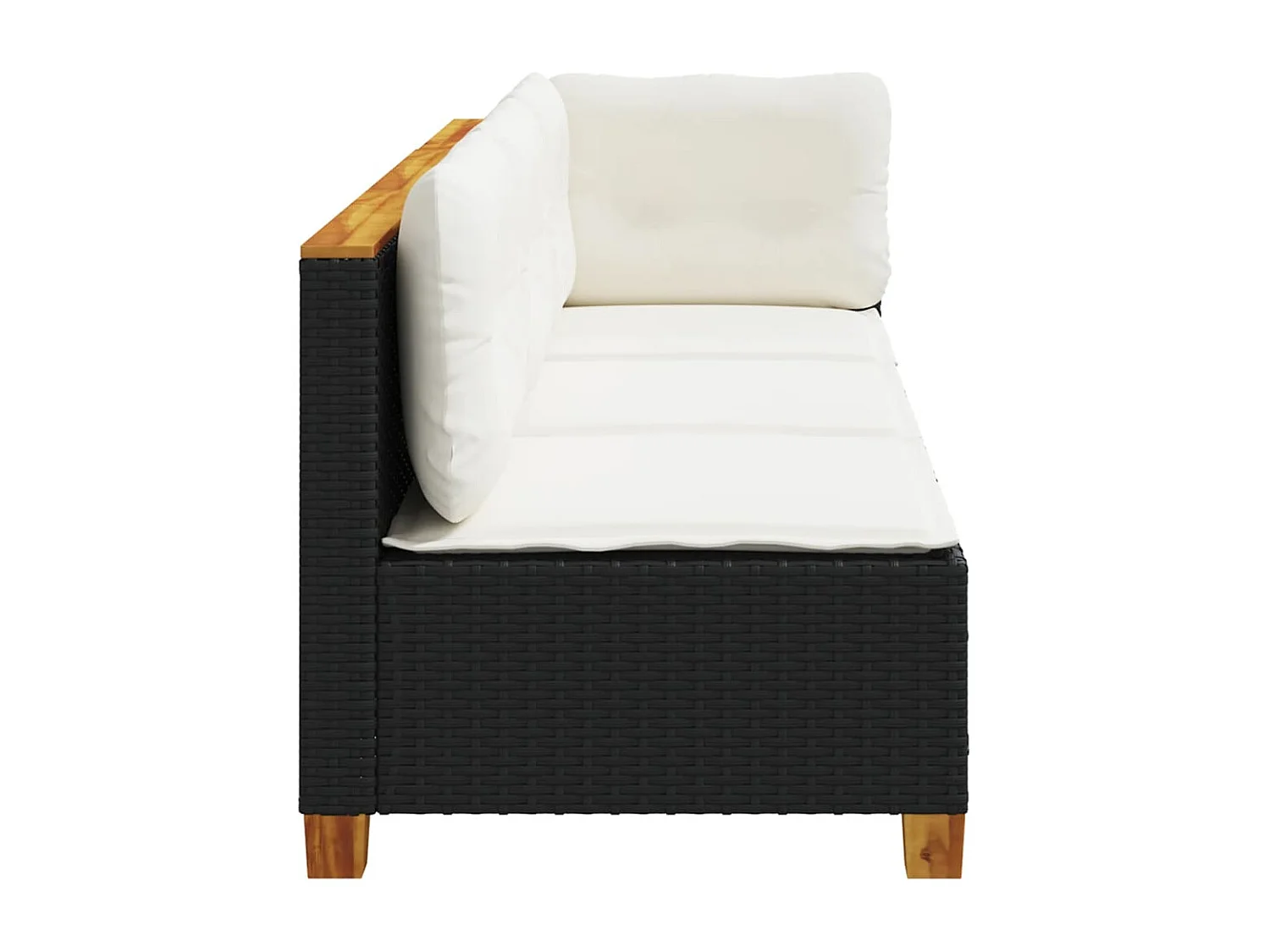 Tuinbank 3-zits met kussens poly rattan zwart