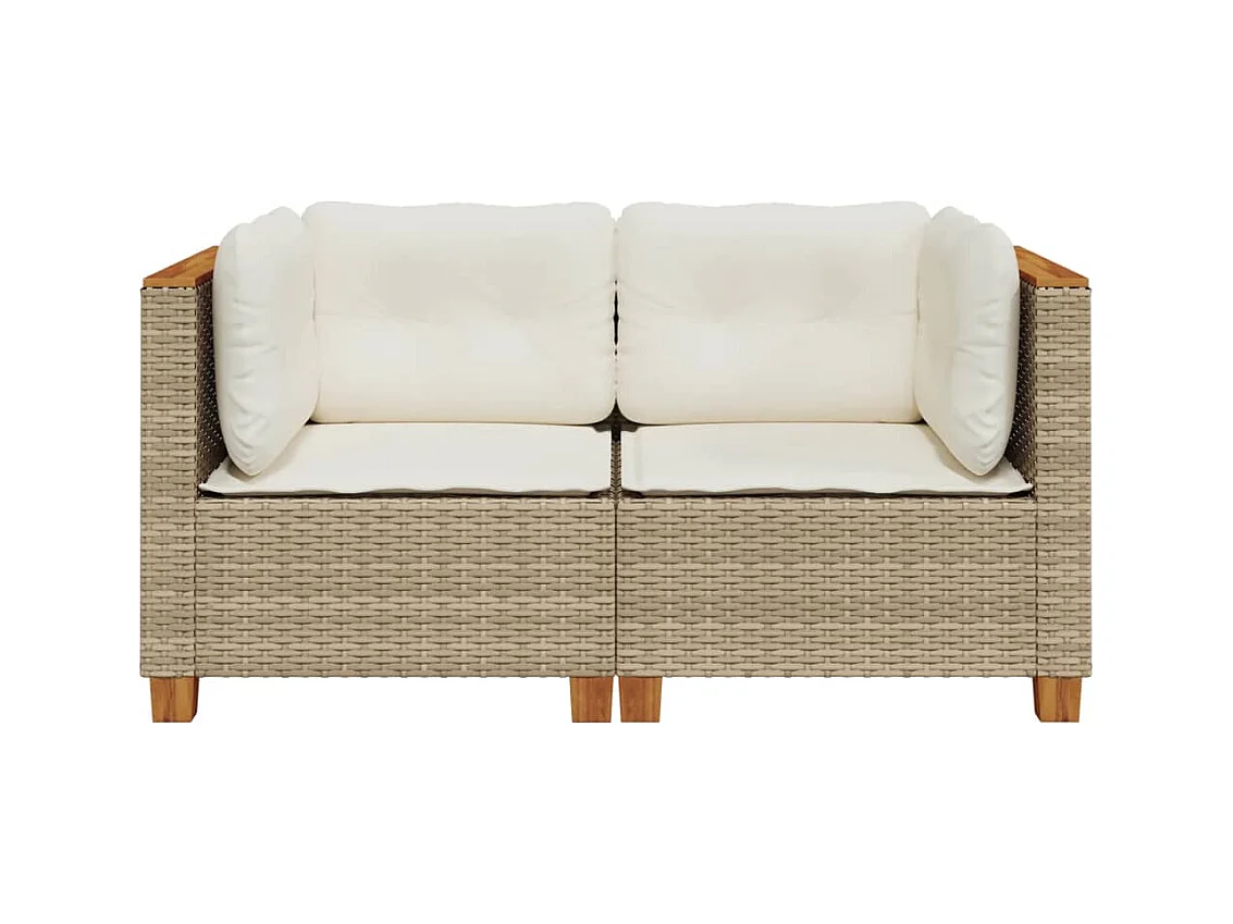 Sofás de esquina jardín con cojines 2 uds ratán sintético beige