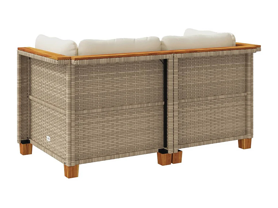 Garten-Ecksofas mit Kissen 2 Stk. Beige Poly Rattan